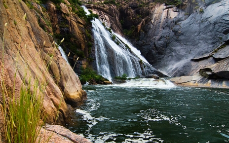 The Ezaro waterfalls cascade directly into the sea